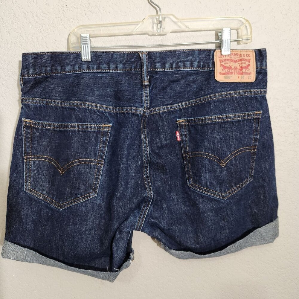 Levis 569 Denim Jean Shorts W36 Dark Wash Cut off Jeans